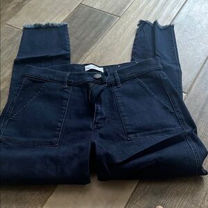 LOFT dark wash skinny jeans with raw hem